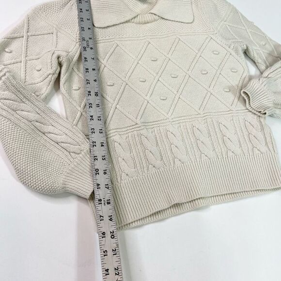 LK Bennett Merino Wool Blend Sweater Womens XS White Collared Rib Knit Pullover - Picture 4 of 10